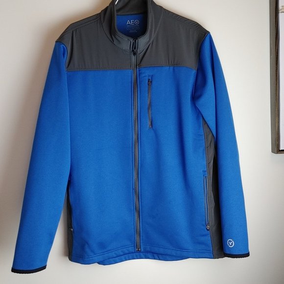 American Eagle Outfitters Men's Sz L Neoprene Jacket Blue and Gray - Picture 1 of 8